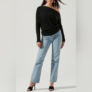 A/X • Black Off The Shoulder Long Sleeve Shirt